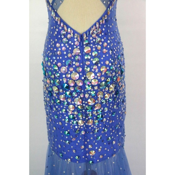 NWT Jovani Authentic Royal Beaded Halter Open-Back - Picture 4 of 8
